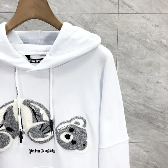 NWT Palm Angels White Decapitation Bear Skull Hoodie White